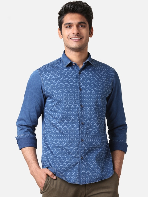 

True Blue Men Blue Manhattan Slim Fit Floral Printed Casual Shirt