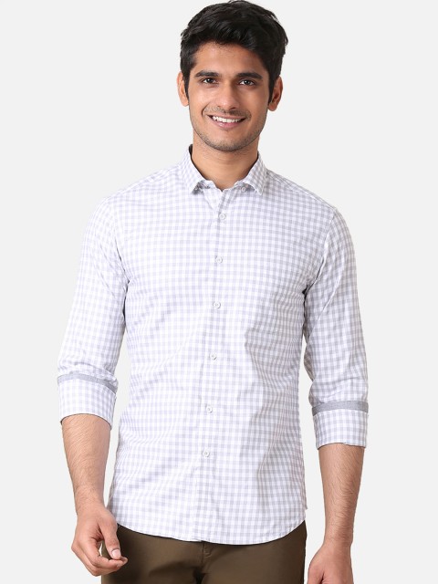 

True Blue Men Grey Slim Fit Checked Casual Shirt