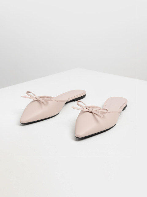 

CHARLES & KEITH Women Pink Solid PU Mules