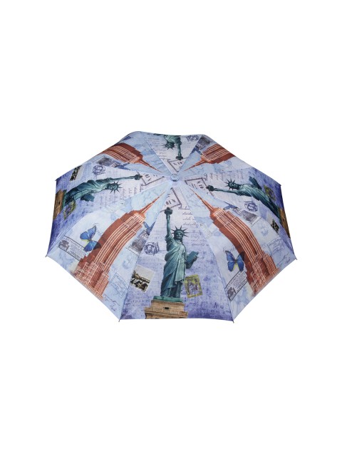 

FabSeasons Unisex Blue Statue of Liberty, USA Digital Printed 3 Fold Fancy Semi-Automatic Umbrella