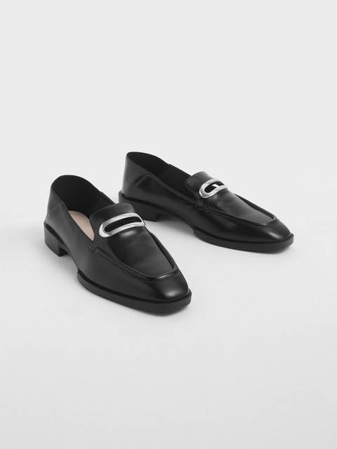 

CHARLES & KEITH Women Black Loafers