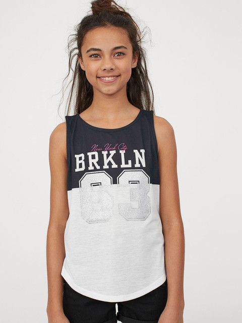 

H&M Girls Black and White Printed Vest Top