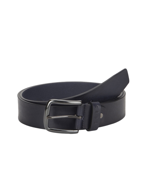 

CRUST Men Navy Blue Solid Leather Belt