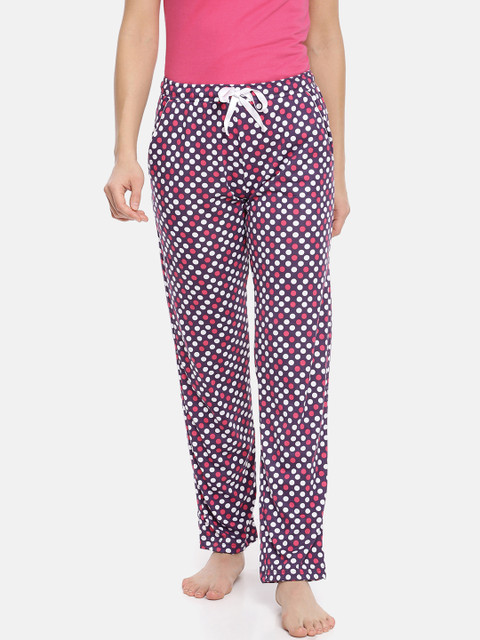 

Macrowoman W-Series Women Navy Blue & Pink Printed Lounge Pants