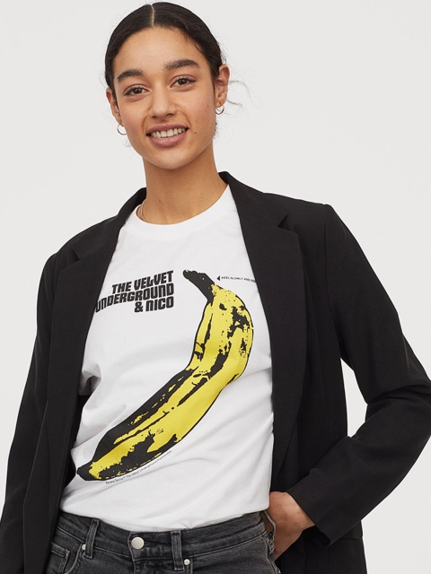 

H&M Women White Oversized Printed T-shirt