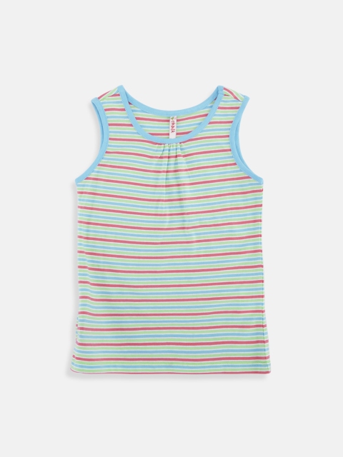 

CHALK by Pantaloons Girls Blue & Green Striped Round Neck T-shirt