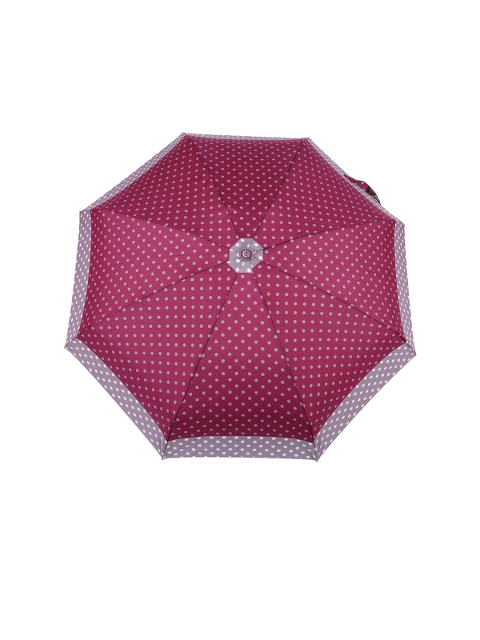 

FabSeasons Maroon & Grey Digital Polka Dots Printed Small Compact 5-Fold Manual Umbrella