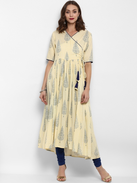 

Fashion String Women Yellow & Off-White Printed A-Line Kurta