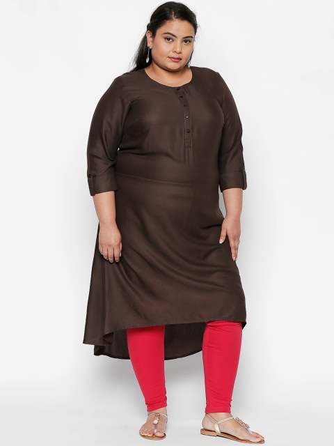 

RANGMANCH PLUS by Pantaloons Women Taupe Woven Design A-Line Kurta