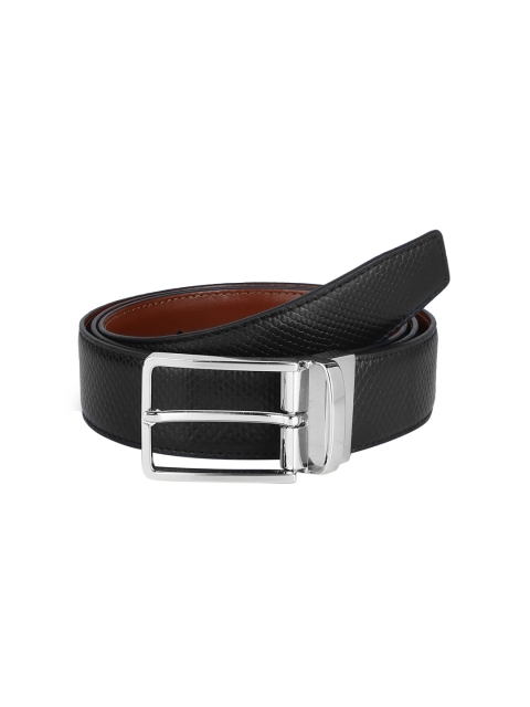

CRUST Men Black & Tan Brown Reversible Textured Leather Belt