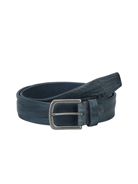 

CRUST Men Blue Leather Textured Belt