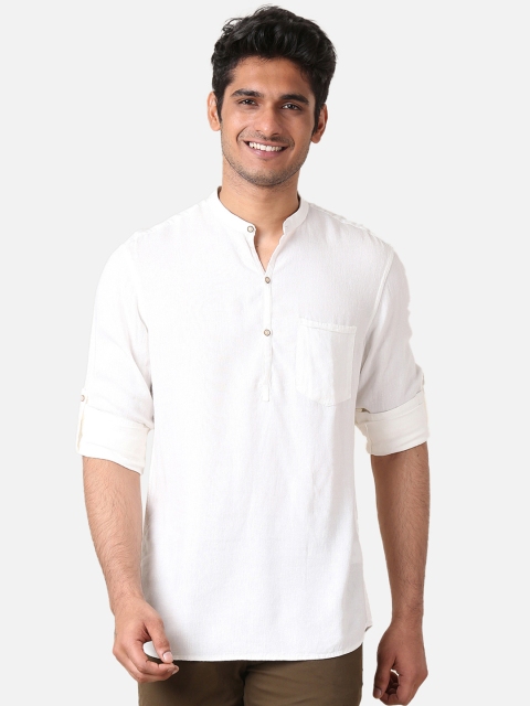 

True Blue Men White Slim Fit Solid Casual Shirt