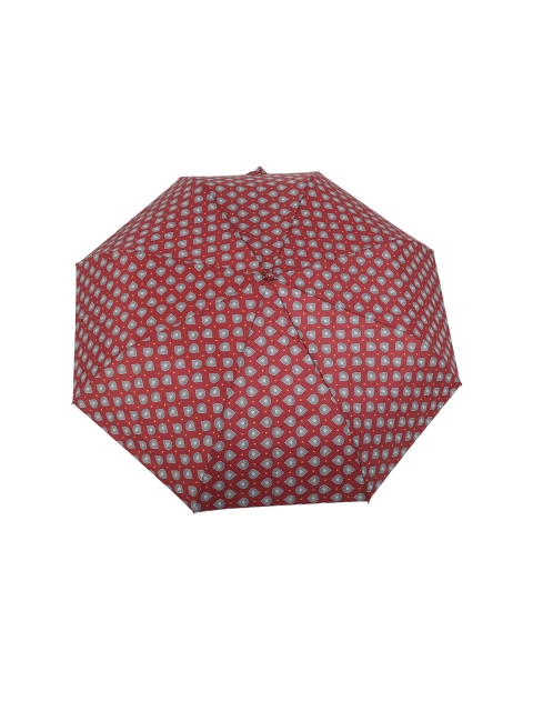 

FabSeasons Unisex Maroon & Grey Geometric Printed Semi-Automatic 3 Fold Umbrella