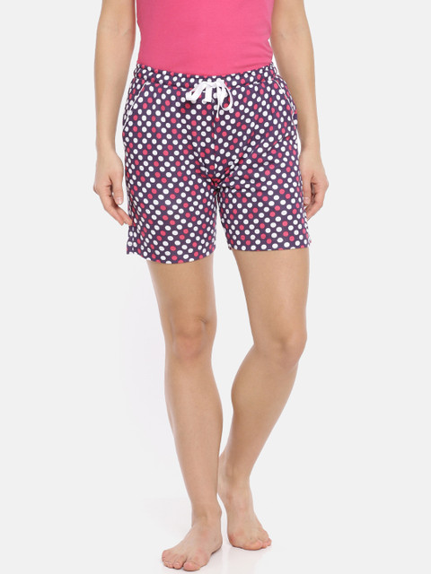 

Macrowoman W-Series Women Purple & White Printed Lounge Shorts MW3401