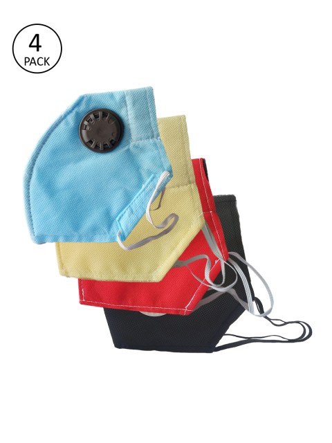 

Jompers Unisex Pack of 4 2 Ply Outdoor Protective Masks with Valve, Multi
