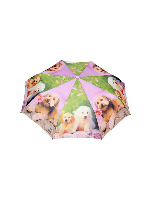 

FabSeasons Unisex Pink & Green Cute Dogs Teddy Print 3 Fold Semi-Automatic Umbrella
