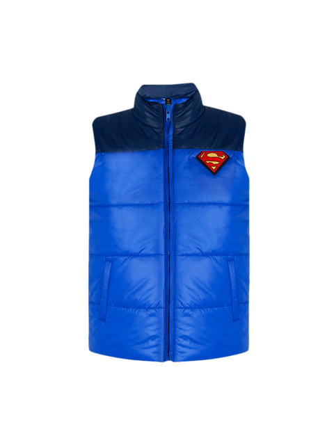 

Kids Ville Boys Blue Colourblocked Superman Lightweight Puffer Jacket