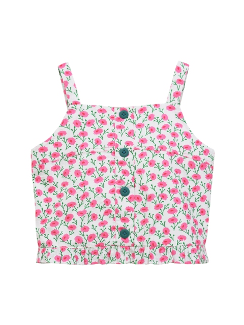 

CACA CINA Girls White & Pink Printed Pure Cotton Top