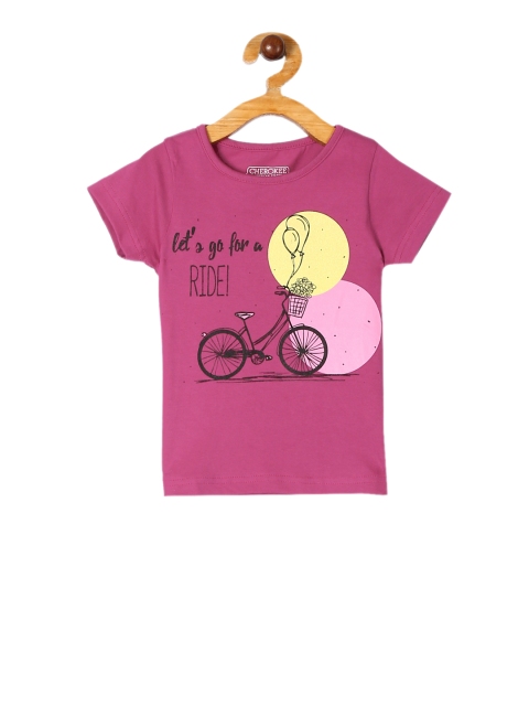 

Cherokee Girls Purple Printed Round Neck T-shirt