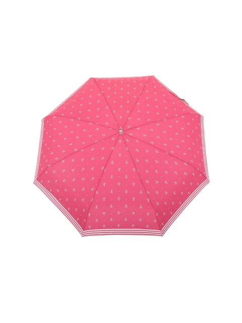 

FabSeasons Unisex Pink & White 5 Fold Anchor Digital Printed Small Compact Manual Umbrella