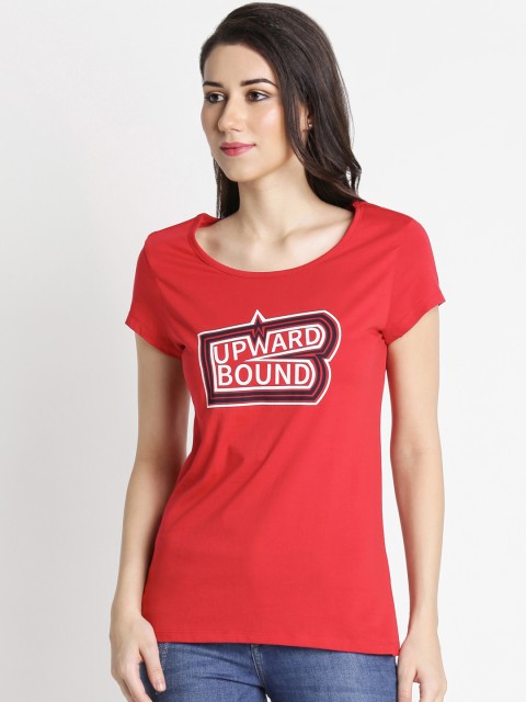 

Honey by Pantaloons Women Red Printed Round Neck T-shirt