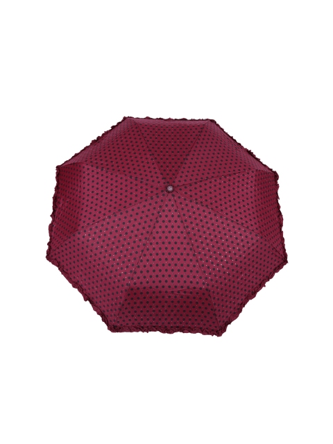 

FabSeasons Unisex Maroon & Black Polka Dots Digital Printed 3 Fold Automatic Umbrella