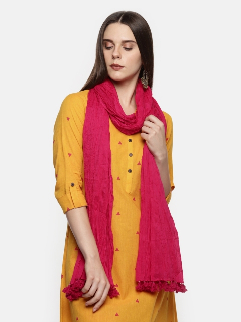 RANGMANCH BY PANTALOONS Fuchsia Pink Solid Dupatta