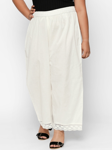 

RANGMANCH PLUS by Pantaloons White Solid Palazzos, Off white