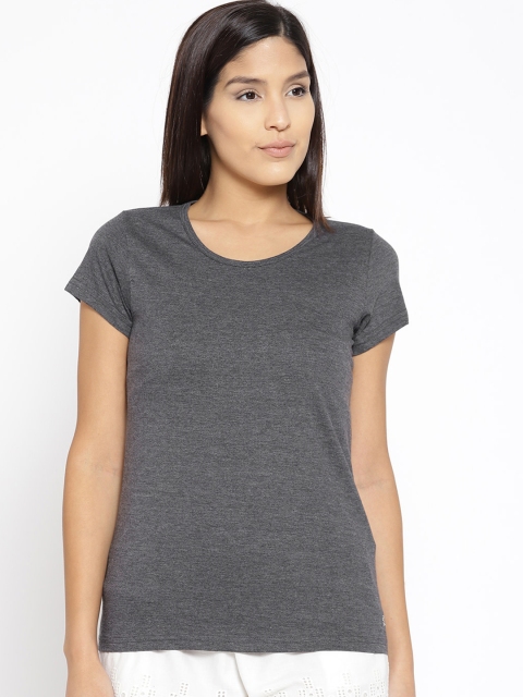 

Kanvin Women Charcoal Grey Solid Lounge T-Shirt