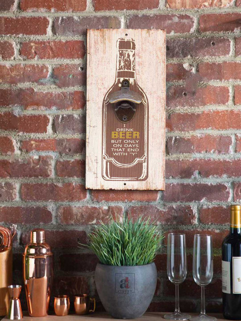 

Art Street Beige & Brown Printed Bottle Opener