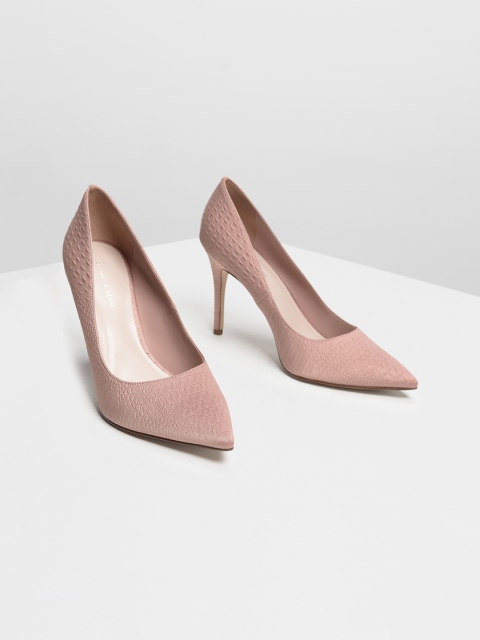 

CHARLES & KEITH Women Nude-Coloured Solid Pumps