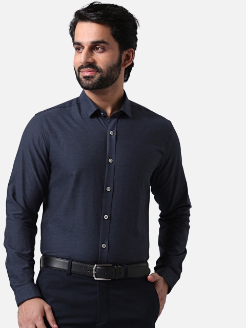 

True Blue Men Navy Blue Solid Slim Fit Formal Shirt