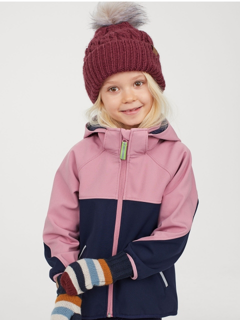 

H&M Girls Pink & Navy Blue Colourblocked Hooded Water-Repellent Shell Jacket