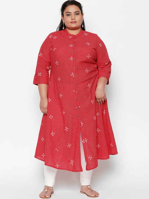 

RANGMANCH PLUS by Pantaloons Women Red Woven Design A-Line Kurta