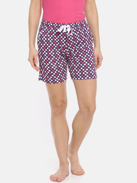 

Macrowoman W-Series Women Purple & White Printed Lounge Shorts