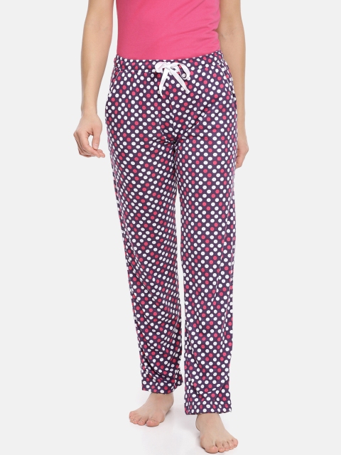 

Macrowoman W-Series Women Navy Blue & Pink Printed Lounge Pants