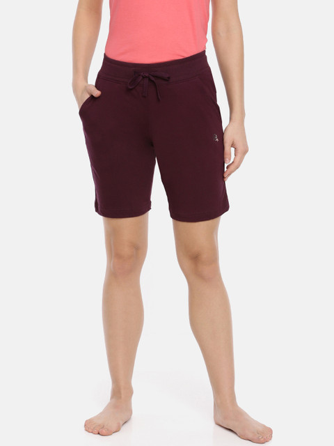 

Macrowoman W-Series Women Maroon Solid Lounge Shorts