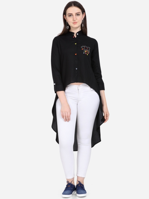 

Yuvraah Women Black & Yellow Embroidered Tunic
