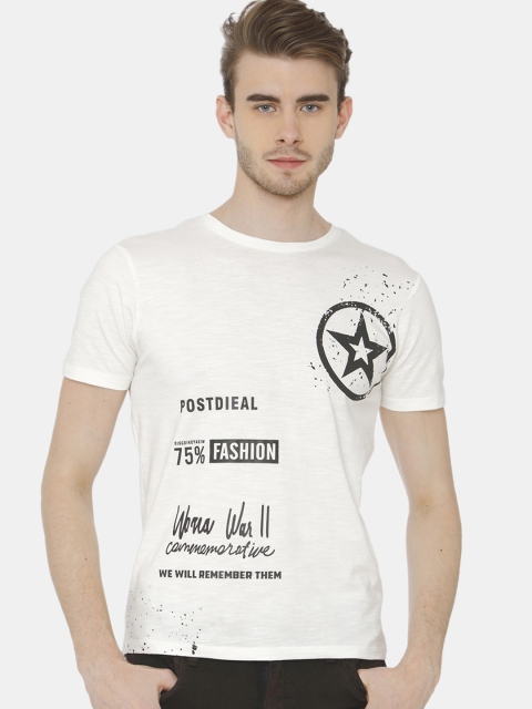 

Rex Straut Jeans Men White Printed Slim Fit Round Neck T-shirt