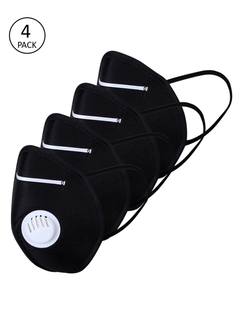 

Diana Korr Men 4 Pcs Black Solid 2-Ply Valved Reusable KN95 Masks