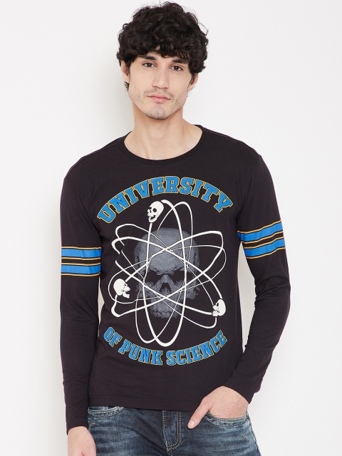 

PUNK Men Black Printed Round Neck T-shirt