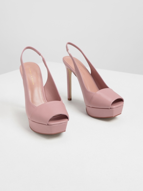 

CHARLES & KEITH Women Old Rose Pink Solid Peep Toes
