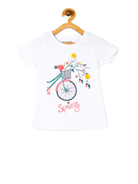 

Cherokee Girls White Printed Round Neck T-shirt