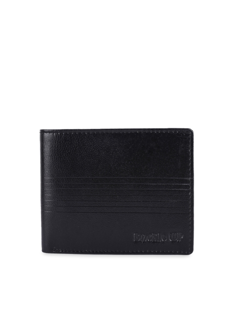 

BuckleUp Men Black Textured Leather Two Fold Wallet