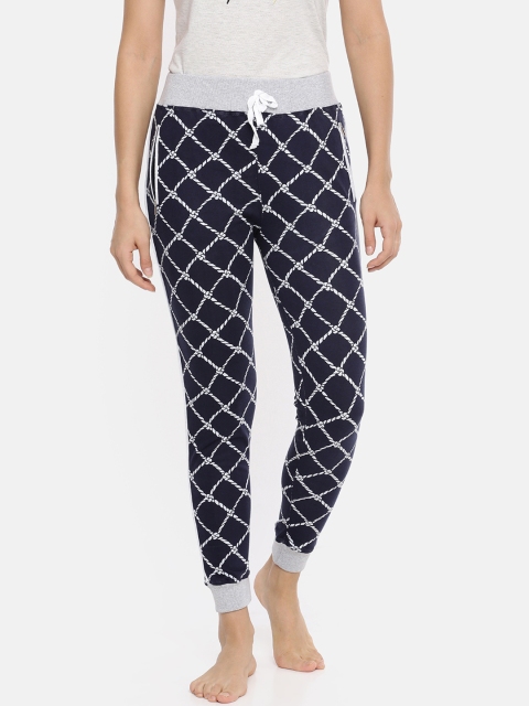 

Red Rose Women Navy Blue & White Printed Lounge Pants