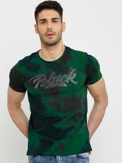 

Rex Straut Jeans Men Green & Black Printed Round Neck T-shirt
