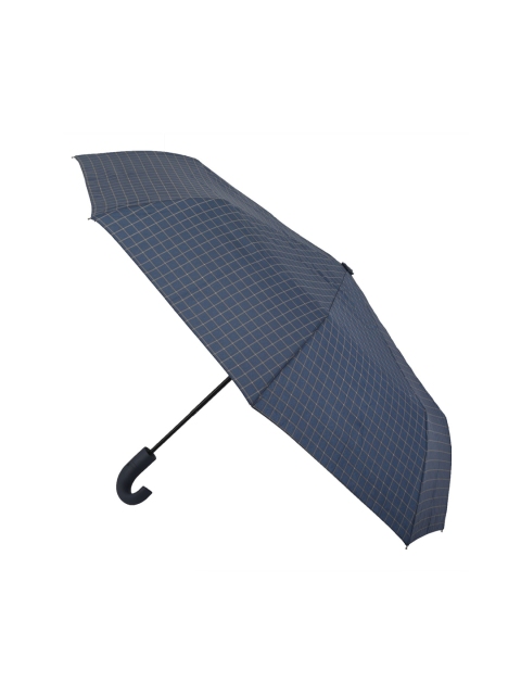 

FabSeasons Navy Blue Checkered Printed 3-Fold Semi-Automatic Umbrella