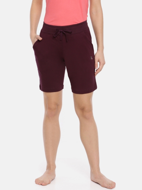 

Macrowoman W-Series Women Maroon Solid Lounge Shorts