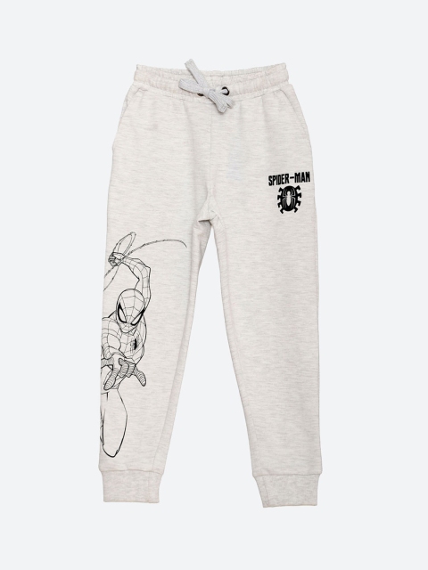 

Kids Ville Boys Grey Melange Spiderman Printed Straight-Fit Joggers