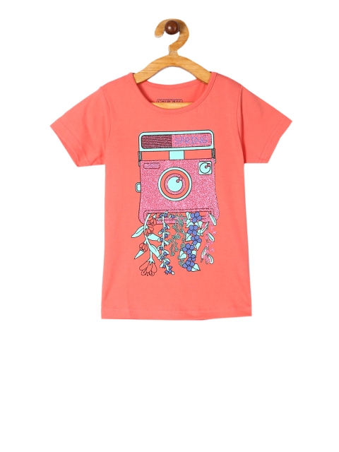 

Cherokee Girls Pink Printed Round Neck T-shirt